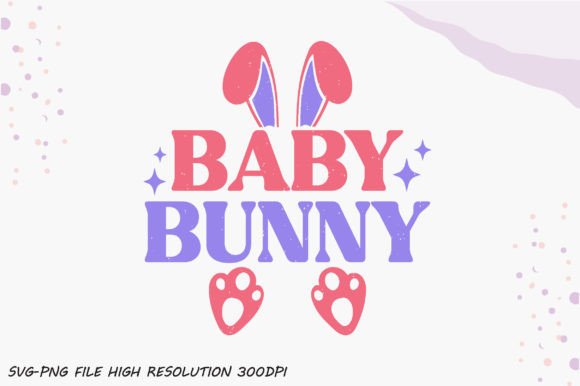 Baby Bunny Retro PNG Sublimation for Graphics and Crafts