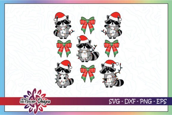 Cute Santa Racoon Funny Christmas Graphics for Crafts