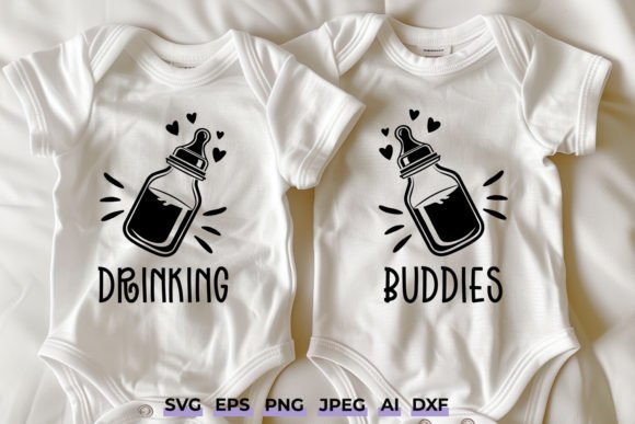 Drinking Buddies Twins Funny Baby Graphics for Crafts
