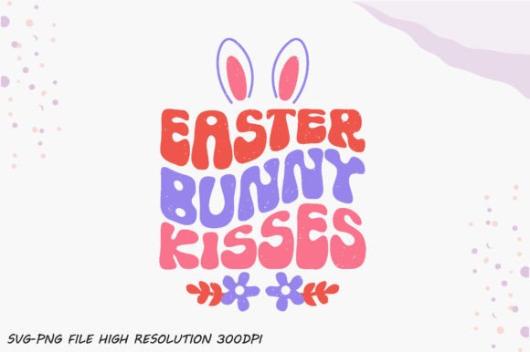 Easter Bunny Kisses Retro PNG Sublimation Graphics for Crafts