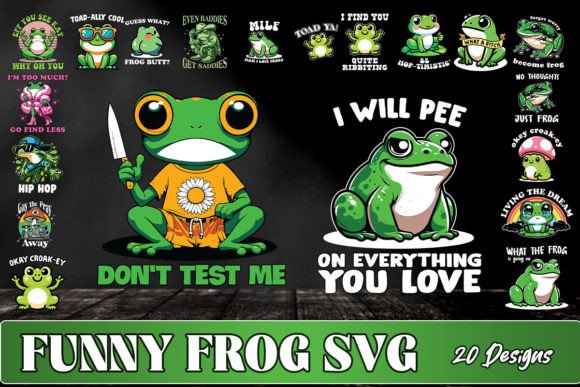 Funny Frog SVG Bundle Graphics for Crafts