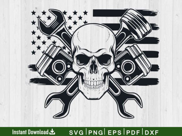 US Mechanic Skull Svg: A Graphic Asset for Bold Branding